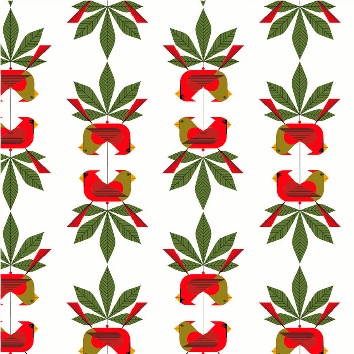 Cardinal Consort organic fabric by Charley Harper for Birch Organic Fabrics .  Sold by Canadian onine fabric store Woven Fabric Gallery.