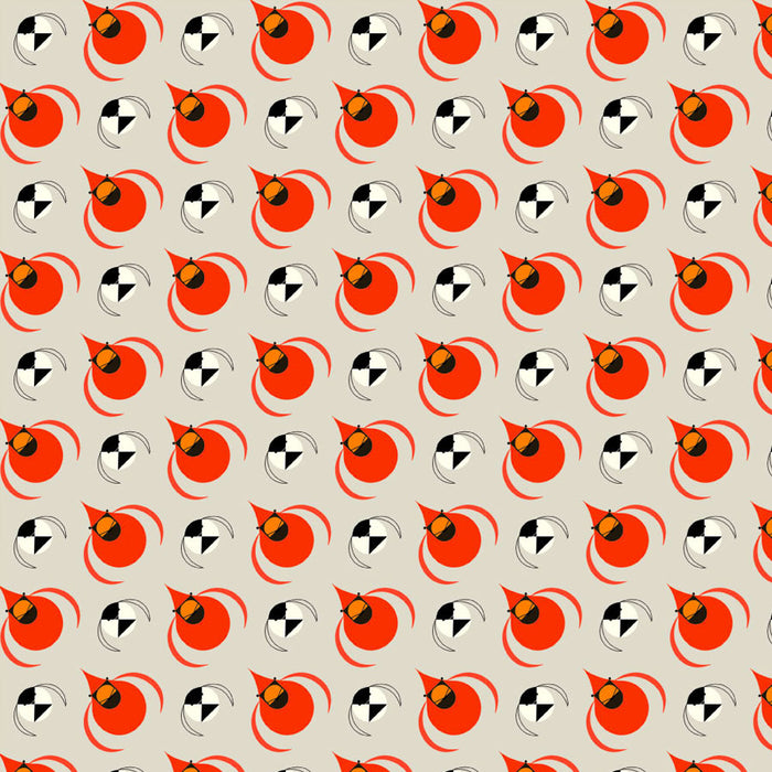 Cardinal and Chickadee Organic cotton fabric by Charley Harper for Birch Fabrics.  Sold by Canadian onine fabric store Woven Fabric Gallery.