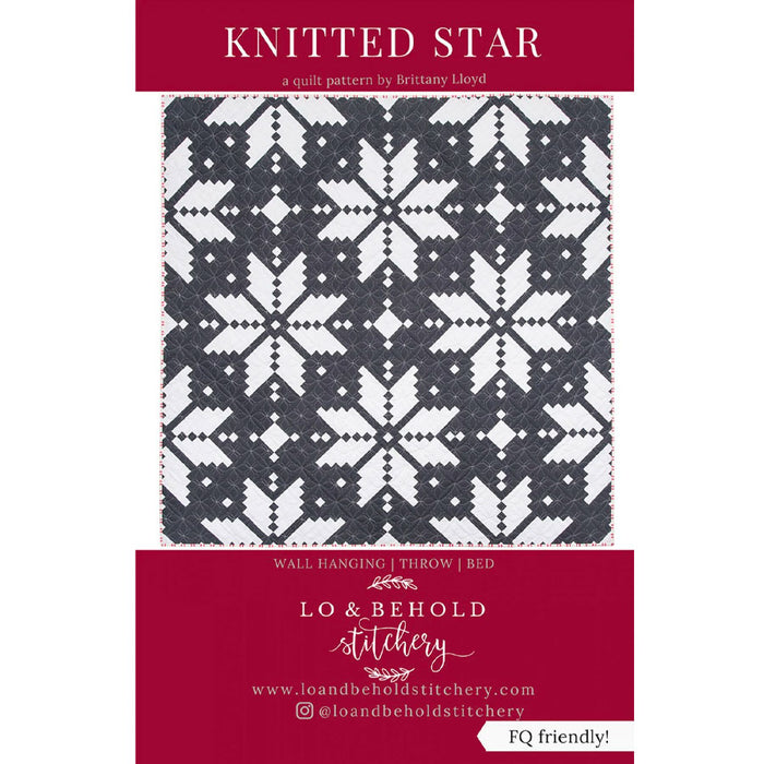 Knitted Star Quilt Pattern by Lo & Behold Stitchery.  Sold by Canadian online fabric store Woven Fabric Gallery.