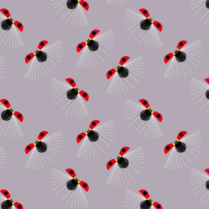 Ladybug Flight organic cotton fabric by Charley Harper for Birch Fabric. Sold by Canadian online fabric store Woven Fabric Gallery.
