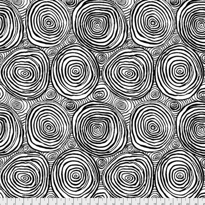 Onion Rings Black fabric from Kaffe Fassett . Sold by Canadian online fabric shop Woven Fabric Gallery.