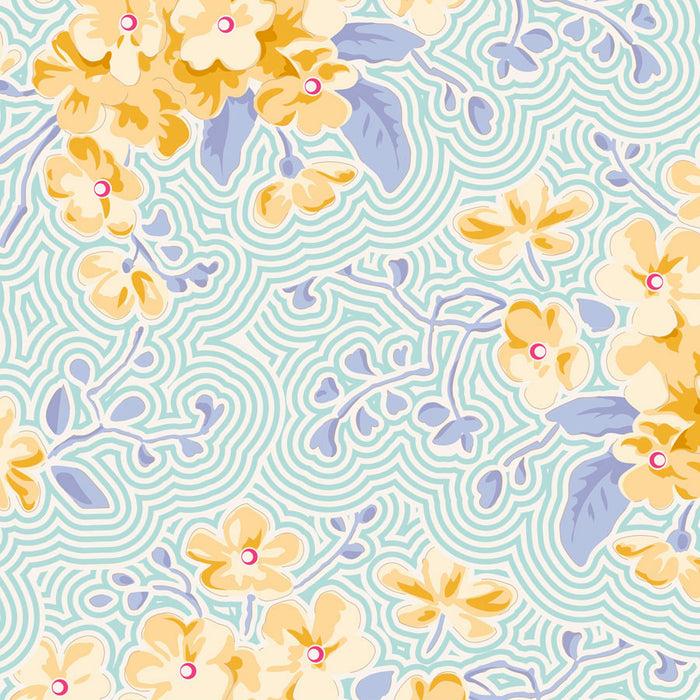 Primrose Teal fabric  by Tilda. Sold by Canadian oline fabric store Woven Fabric Gallery.