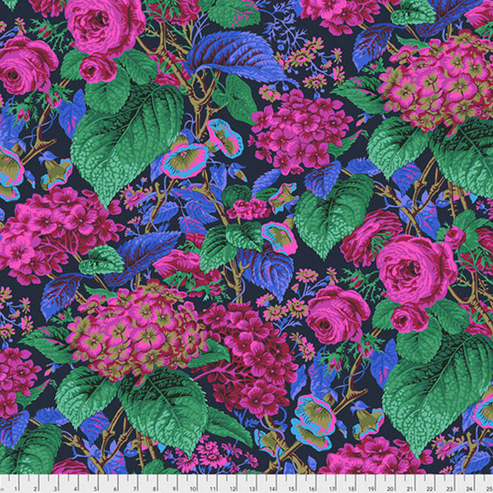 Rose & Hydrangea Navy fabric from Free Spirit Fabrics. Sold by Canadian online fabric store Woven Fabric Gallery. 