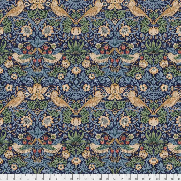 Strawberry Thief Navy fabric by William Morris. Sold by Canadian online fabric store Woven Fabric Gallery.