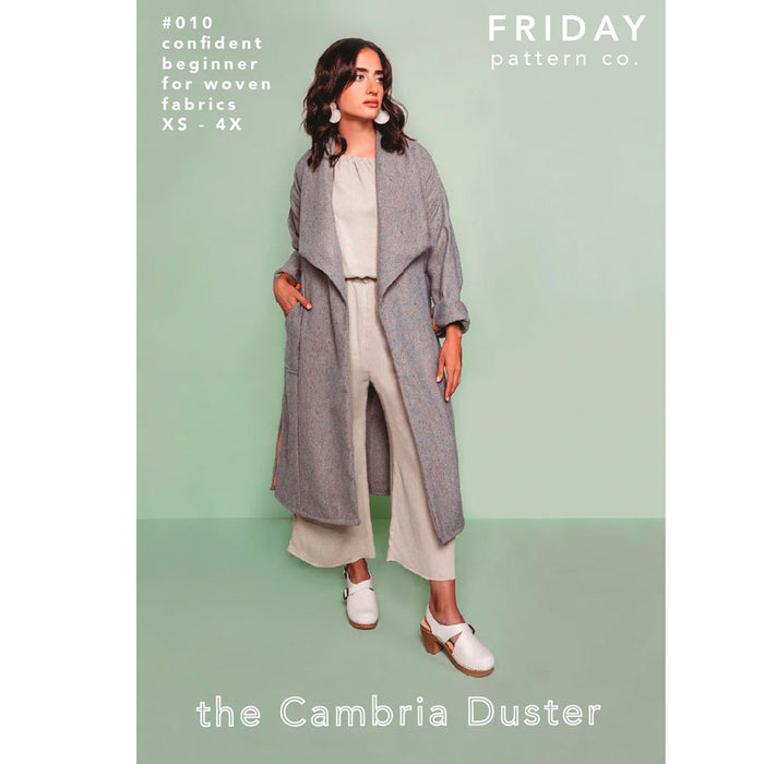 The Cambria Duster Pattern by Friday Pattern Co. Sold by Canadian online fabric store Woven Fabric Gallery.