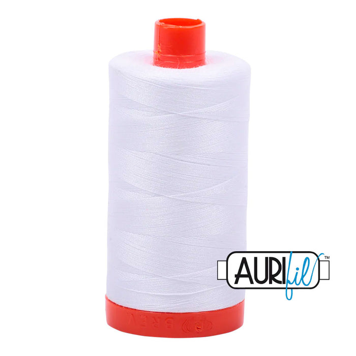 Aurifil Thread White 2024 50 wt. Sold by Canadian online fabric store Woven Fabric Gallery.
