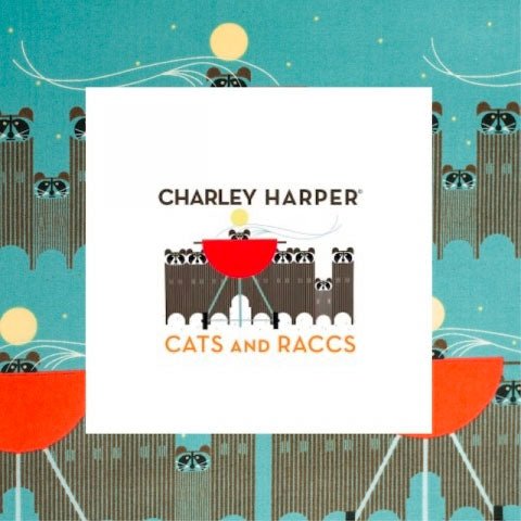 Charley Harper Cats and Raccs organic - Woven Modern Fabric Gallery