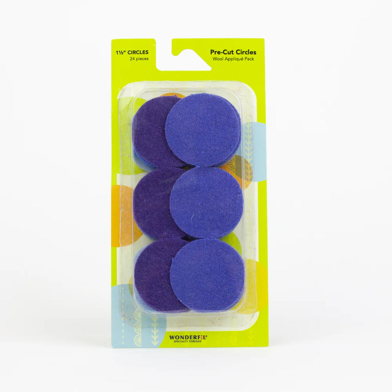 Pre Cut Wool Circle Appliqué Pack 1 1/2" Blue
