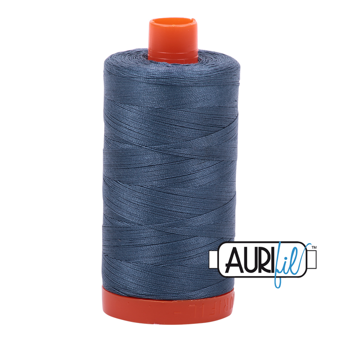 Med Blue Grey Aurifil Sewing thread 50 weight sold by online fabric store Woven Fabric Gallery