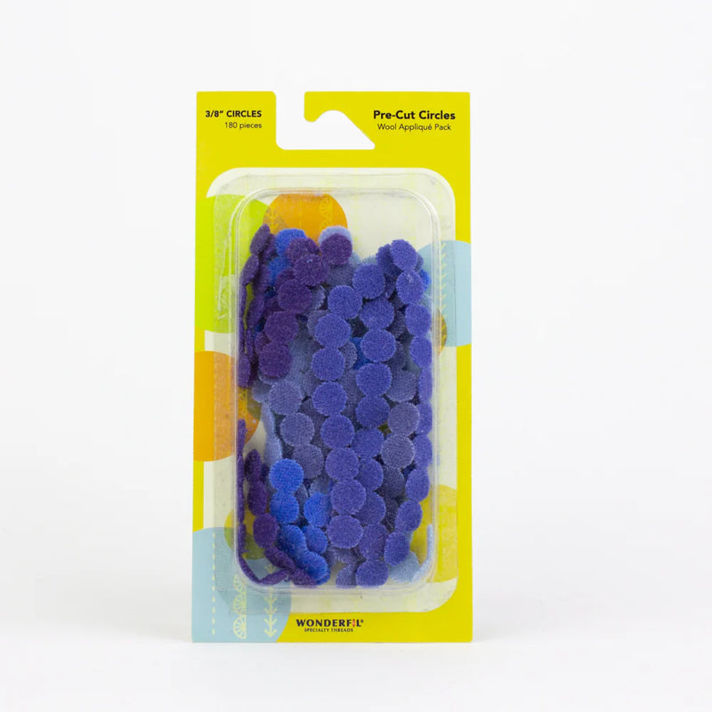 Pre Cut Wool Circle Appliqué  Pack 3/8" Blue
