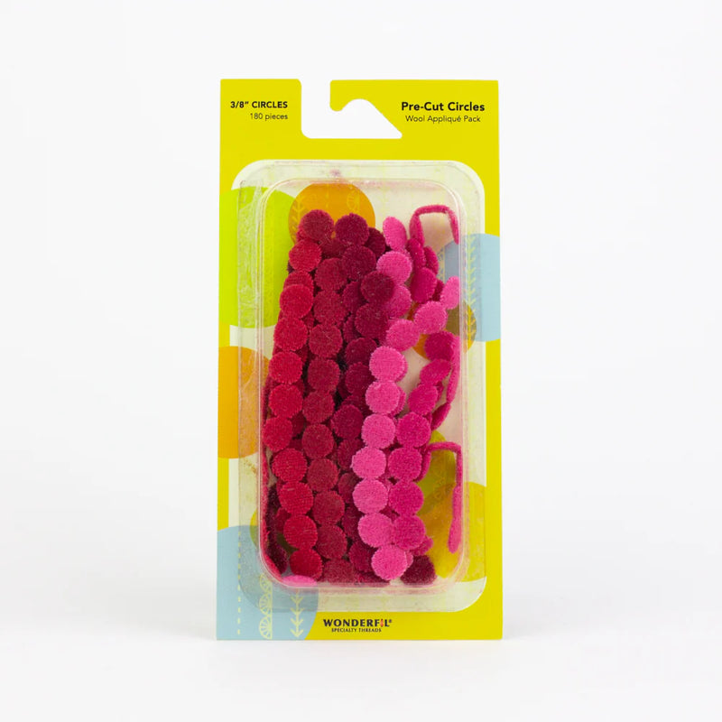 Pre Cut Wool Circle Appliqué Pack  3/8 Red