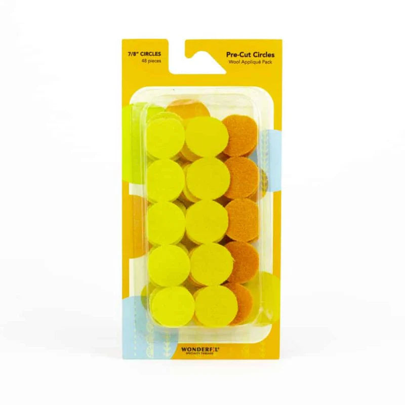 Pre Cut Wool Circle Appliqué Pack 7/8" Yellow