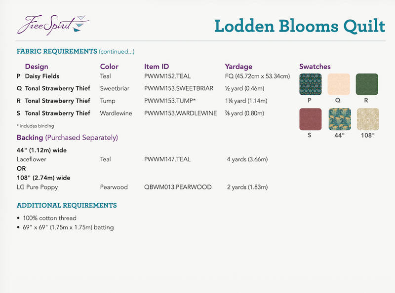 Morris & Co Lodden Blooms PDF Quilt Pattern Download