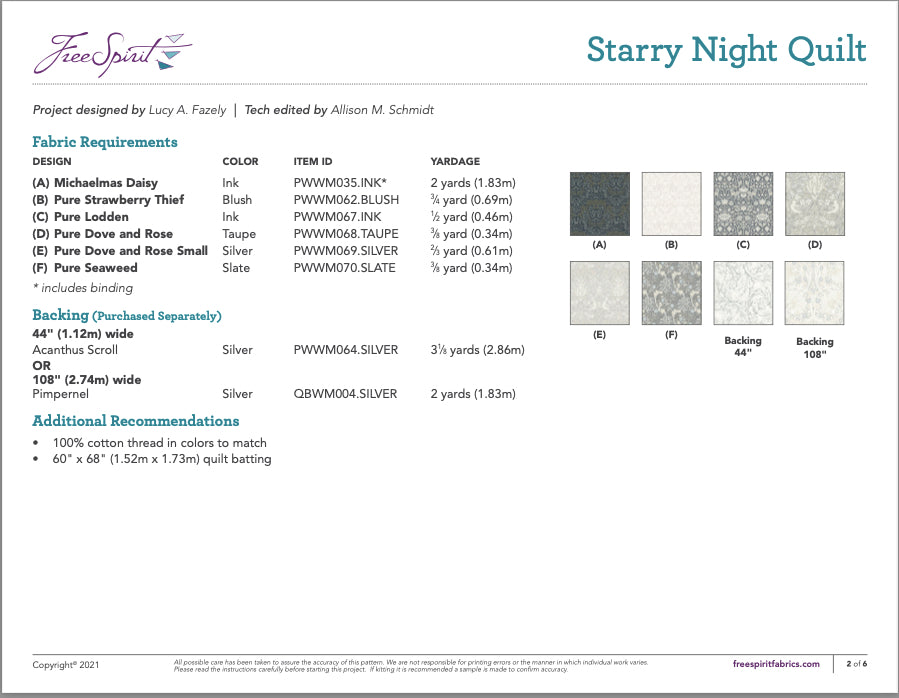 Starry Night Quilt Pattern Download