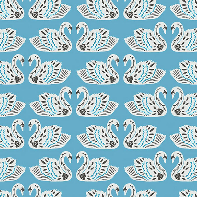 Baltic Swans Sky - Woven Modern Fabric Gallery