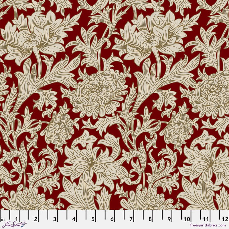 Chrysanthemum Tonal Crimson - Woven Modern Fabric Gallery