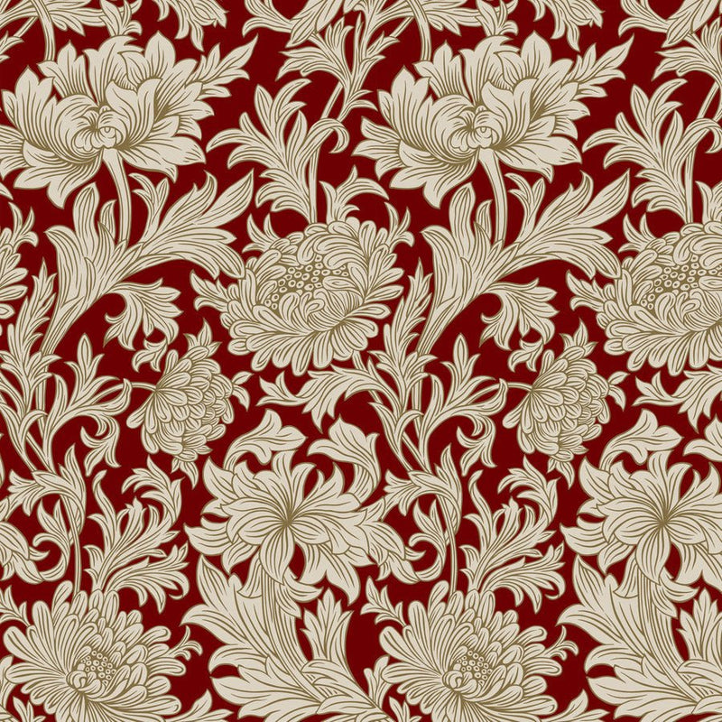 Chrysanthemum Tonal Crimson - Woven Modern Fabric Gallery