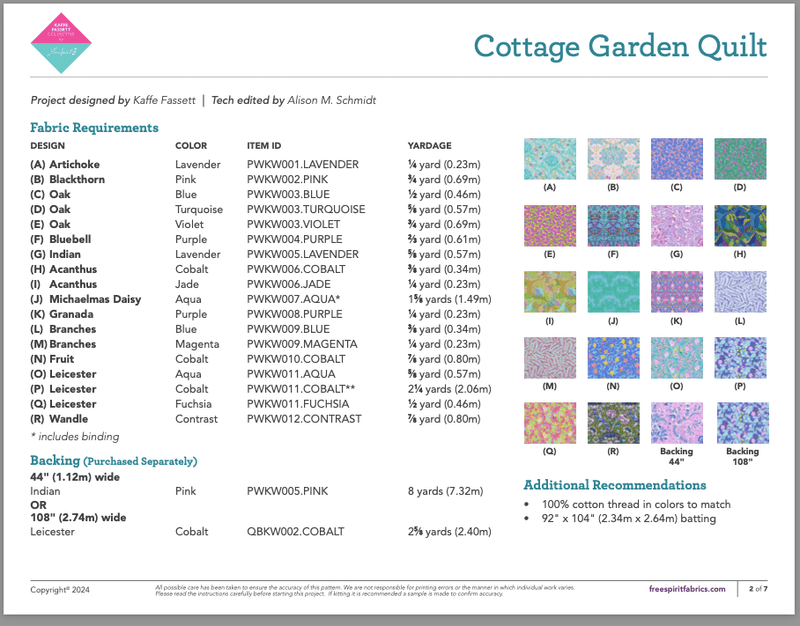 Cottage Garden Quilt Pattern PDF - Woven Modern Fabric Gallery