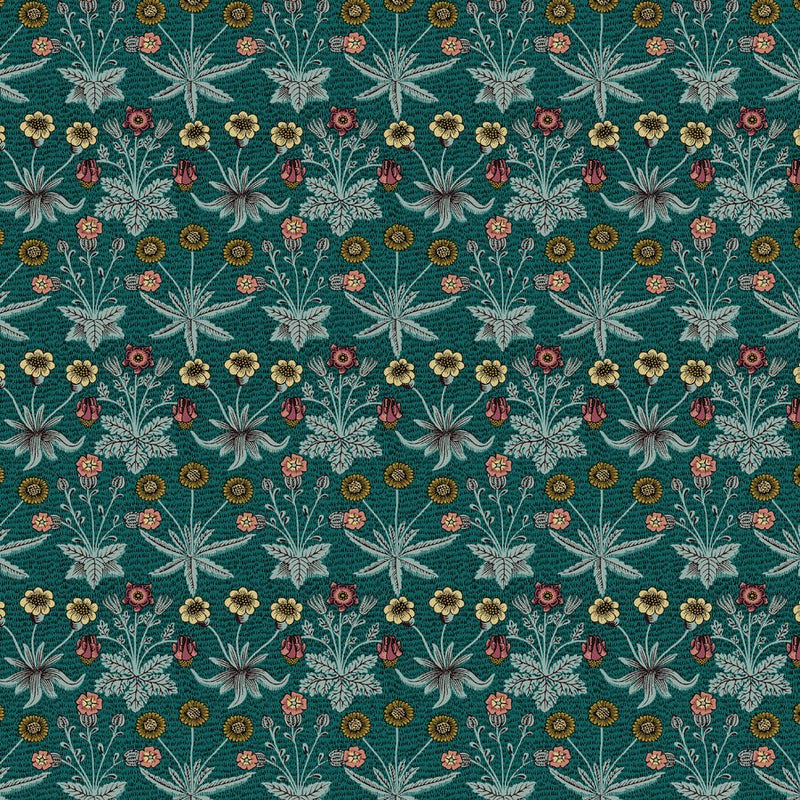 Morris & Co. Daisy Fields Teal fabric - Woven Modern Fabric Gallery