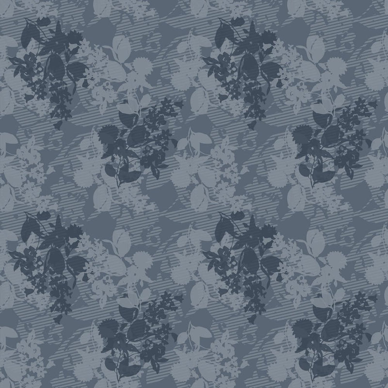 Florets Blue Slate Quilt Backing - Woven Modern Fabric Gallery