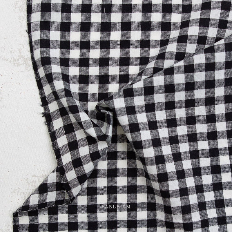 Gingham Obsidian woven fabric - Woven Modern Fabric Gallery