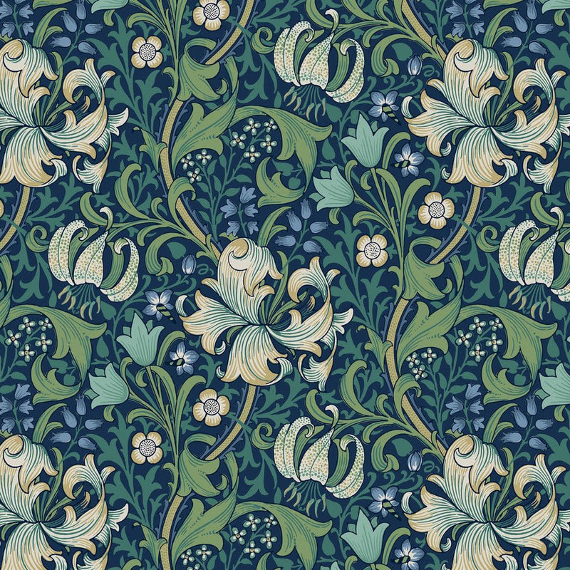 Golden Lily Navy - Woven Modern Fabric Gallery