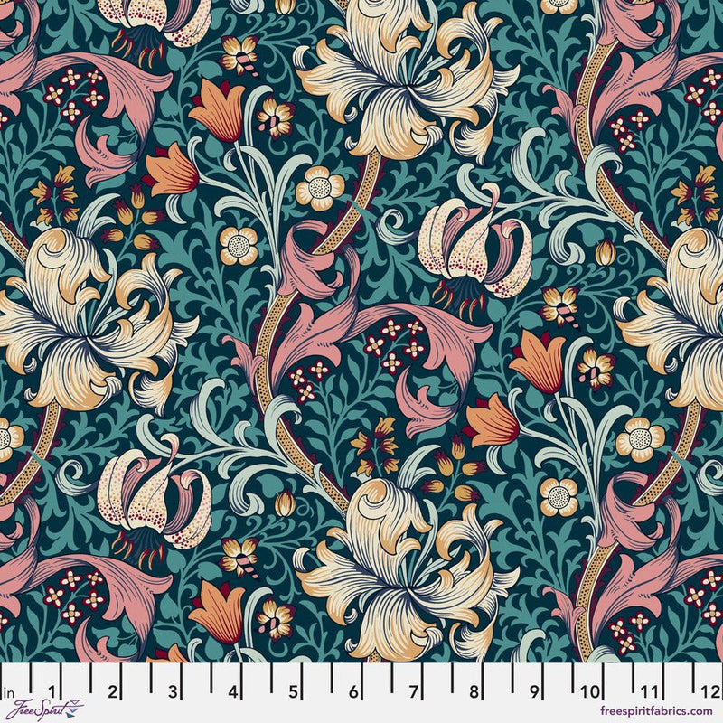 Golden Lily Teal - Woven Modern Fabric Gallery