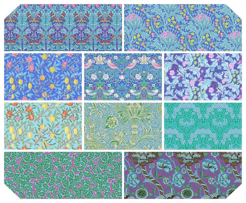 Kaffe X Morris Blue FQ fabric Bundle - Woven Modern Fabric Gallery