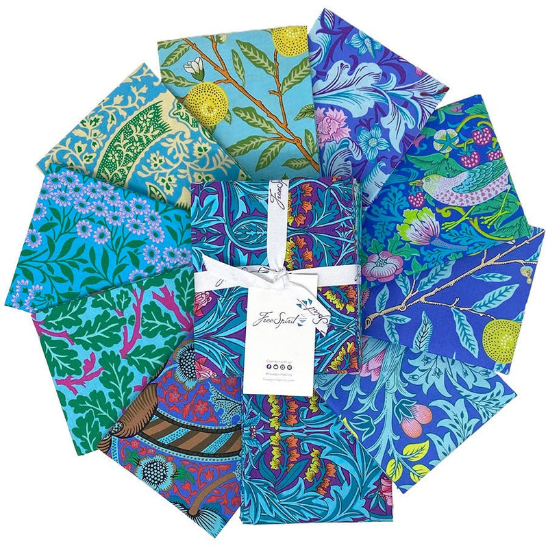 Kaffe X Morris Blue FQ fabric Bundle - Woven Modern Fabric Gallery