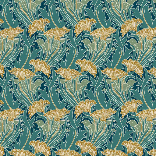 Morris & Co. Laceflower Teal fabric - Woven Modern Fabric Gallery