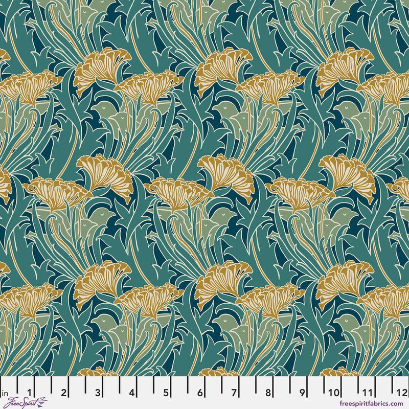 Morris & Co. Laceflower Teal fabric - Woven Modern Fabric Gallery