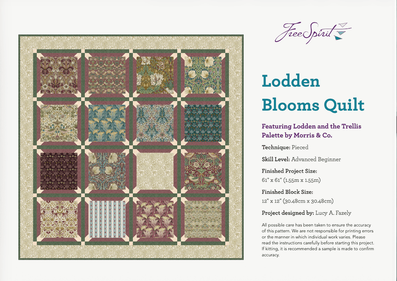 Morris & Co Lodden Blooms PDF Quilt Pattern Download - Woven Modern Fabric Gallery
