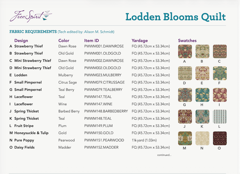 Morris & Co Lodden Blooms PDF Quilt Pattern Download - Woven Modern Fabric Gallery