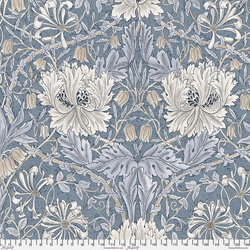 Morris & Co Morden Quilt Backing Honeysuckle & Tulip Indigo - Woven Modern Fabric Gallery