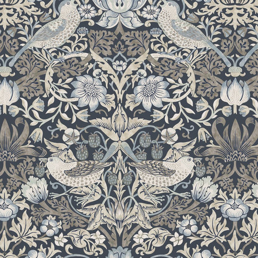 Morris & Co Morden Quilt Backing Strawberry Thief Charcoal - Woven Modern Fabric Gallery