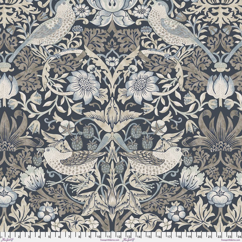 Morris & Co Morden Quilt Backing Strawberry Thief Charcoal - Woven Modern Fabric Gallery