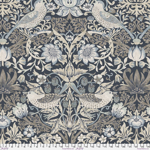 Morris & Co Morden Quilt Backing Strawberry Thief Charcoal - Woven Modern Fabric Gallery