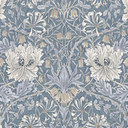 Morris & Co Morden Small Honeysuckle & Tulip Indigo - Woven Modern Fabric Gallery