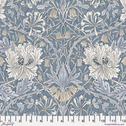 Morris & Co Morden Small Honeysuckle & Tulip Indigo - Woven Modern Fabric Gallery