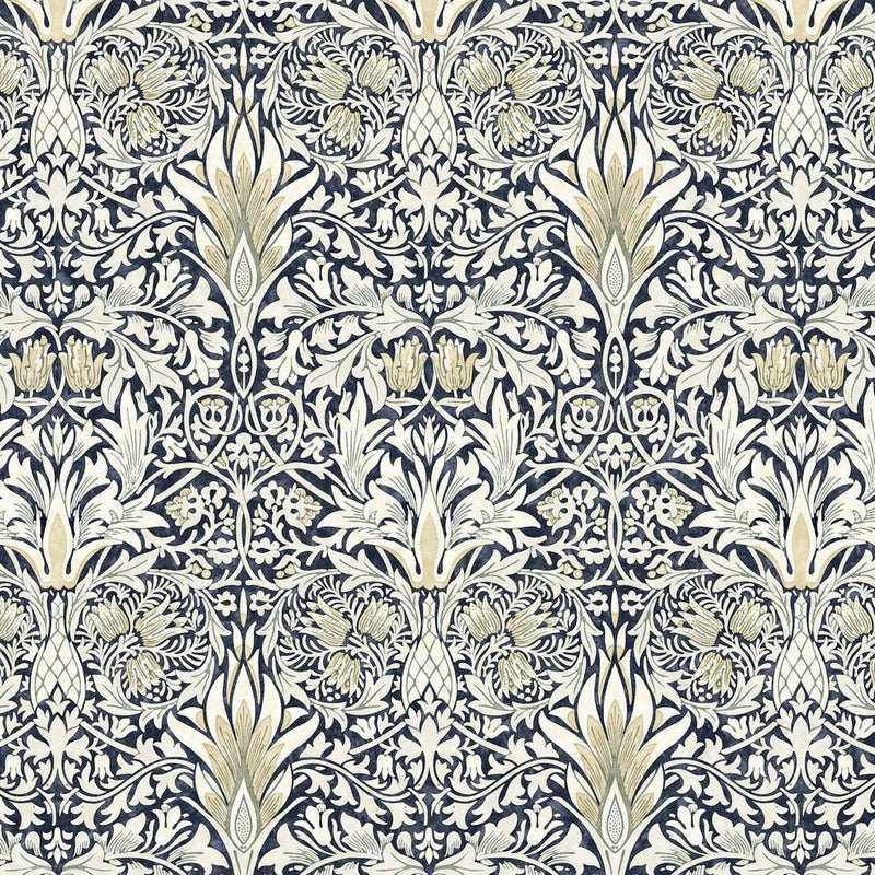 Morris & Co Morden Snakeshead Charcoal - Woven Modern Fabric Gallery