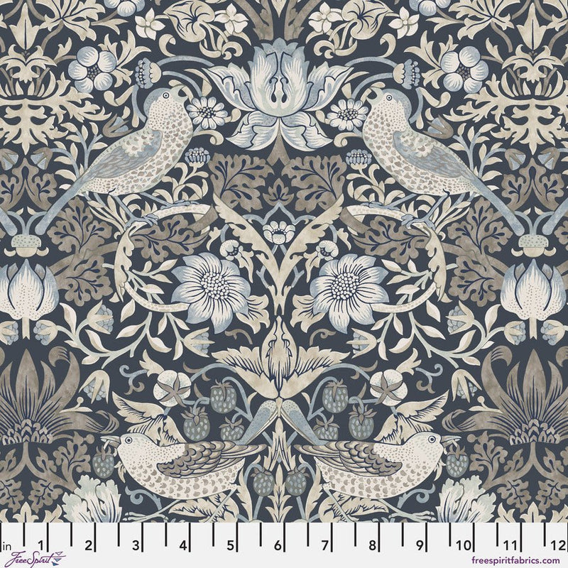 Morris & Co Morden Strawberry Thief Charcoal - Woven Modern Fabric Gallery