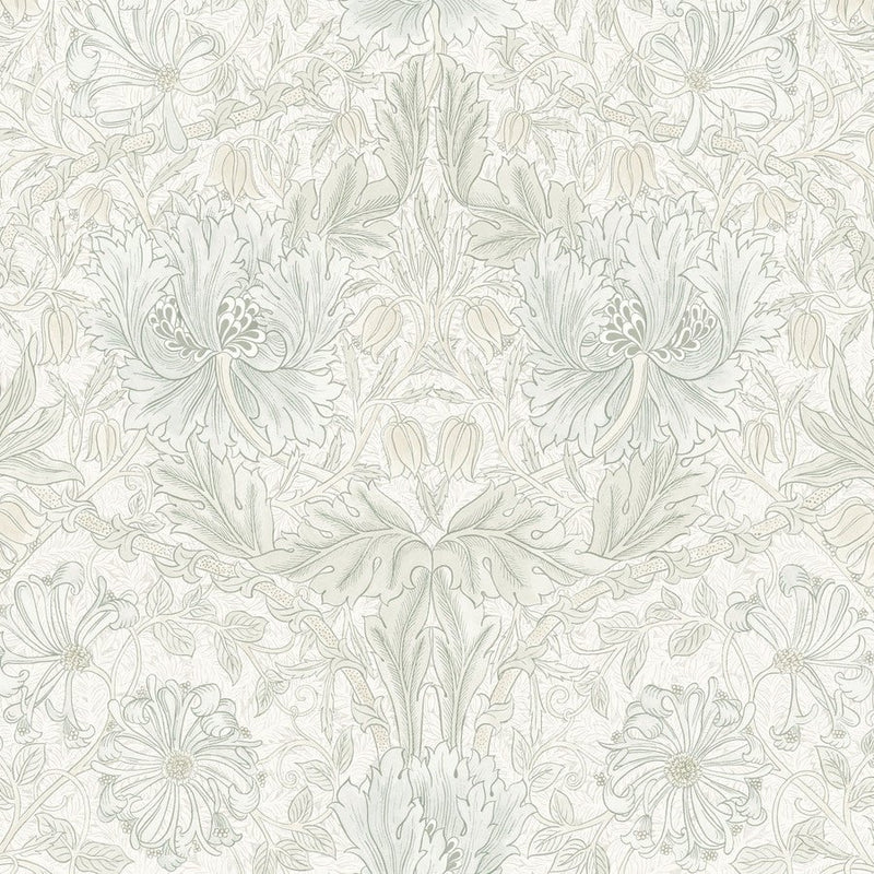 Morris & Co Pure Honeysuckle & Tulip Dove - Woven Modern Fabric Gallery