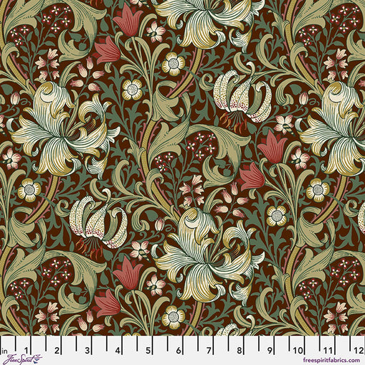 Morris & Co Suffolk Golden Lily Ruby - Woven Modern Fabric Gallery