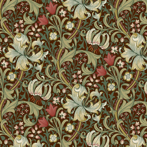 Morris & Co Suffolk Golden Lily Ruby - Woven Modern Fabric Gallery