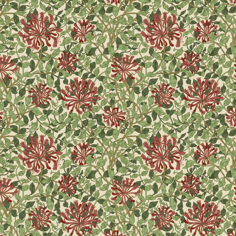Morris & Co Suffolk Small Honeysuckle Madder Leaf - Woven Modern Fabric Gallery