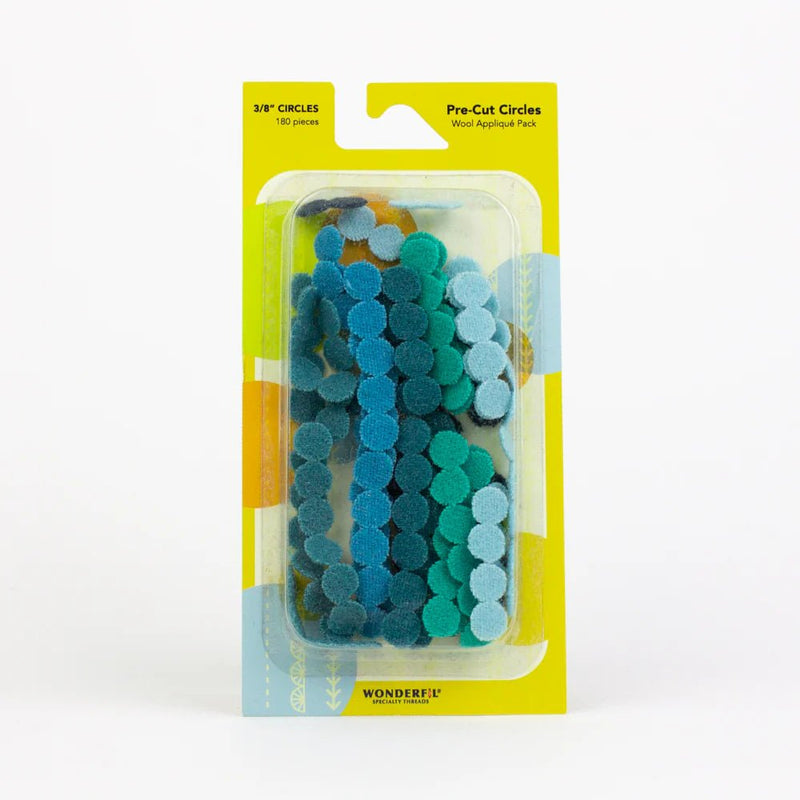 Pre Cut Wool Circle Appliqué Pack 3/8" Teal - Woven Modern Fabric Gallery