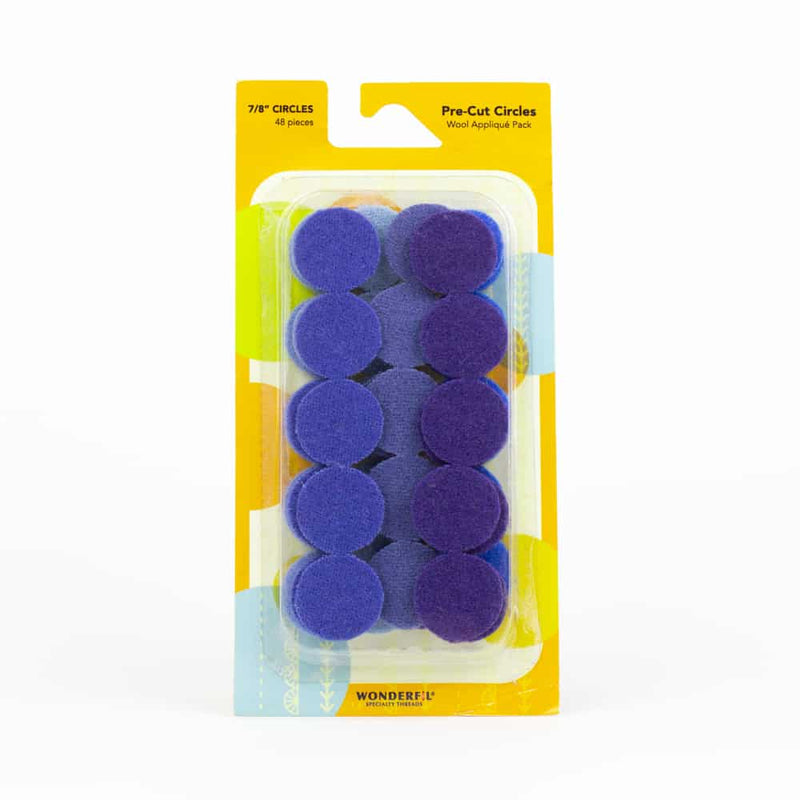 Pre Cut Wool Circle Applique Pack 7/8" Blue - Woven Modern Fabric Gallery