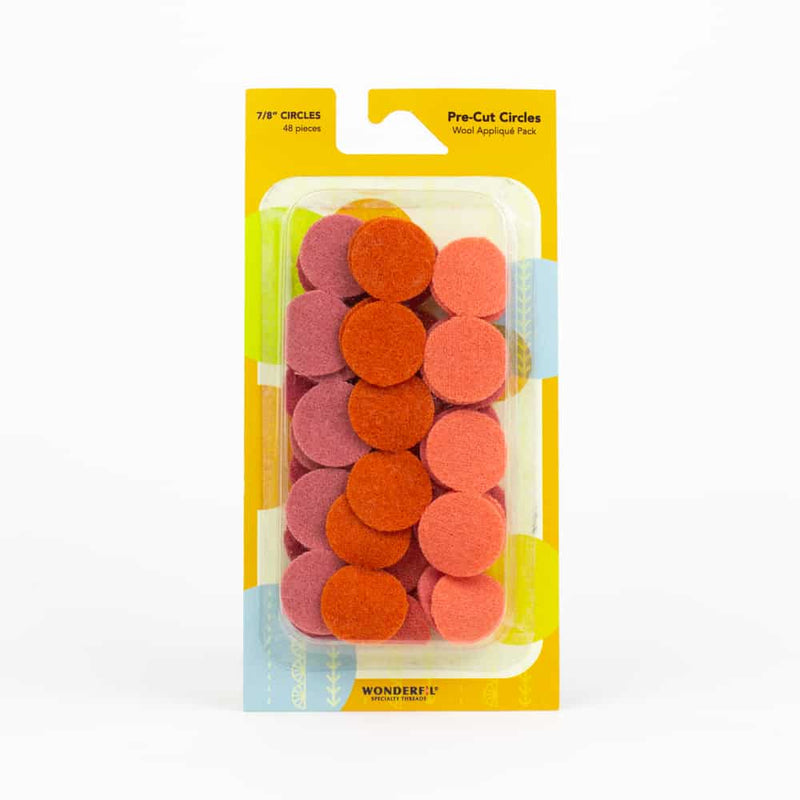 Pre Cut Wool Circle Appliqué Pack 7/8" Orange - Woven Modern Fabric Gallery