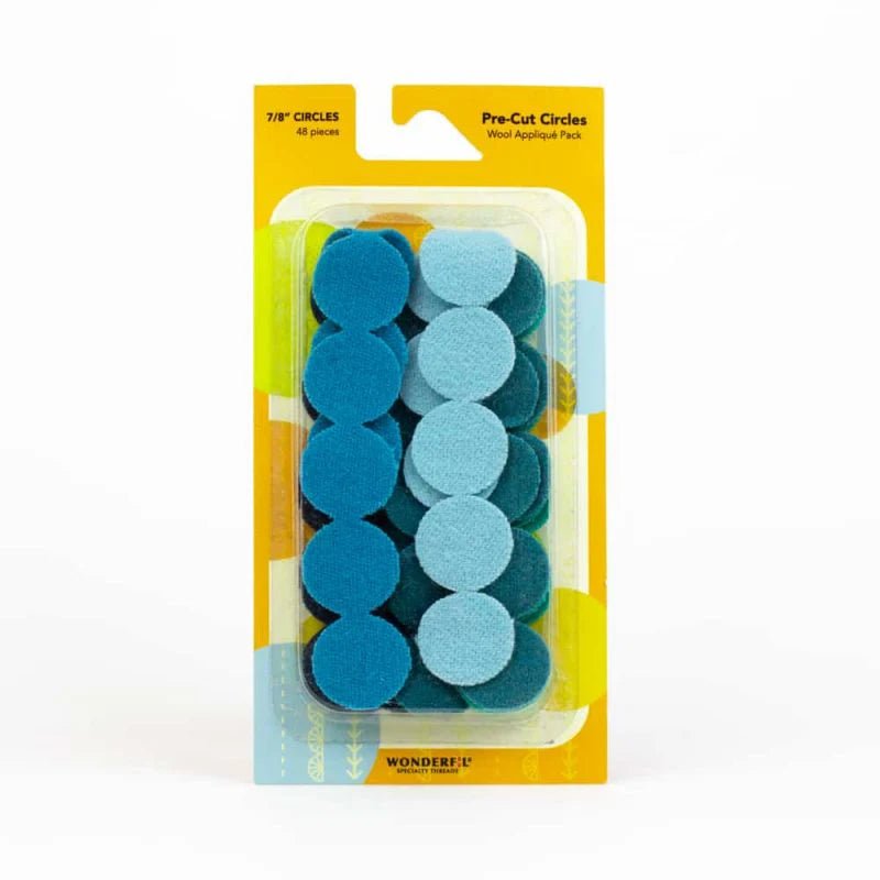 Pre Cut Wool Circle Applique Packs 7/8" Teal - Woven Modern Fabric Gallery