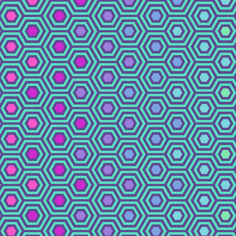 Rainbow Hexy XL - Peacock Quilt Backing - Woven Modern Fabric Gallery